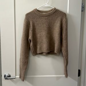 Zara alpaca wool acrylic blend crop crewneck sweater size small